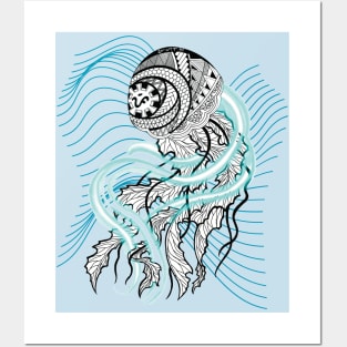 Jellyfish Tribal Line Art Posters and Art